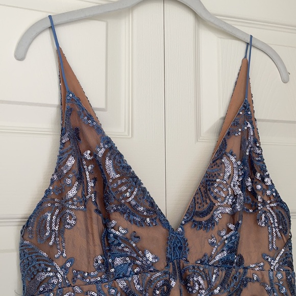 NWT Free People Sundown Blue Nude Sequin Mini Dress - Picture 7 of 12